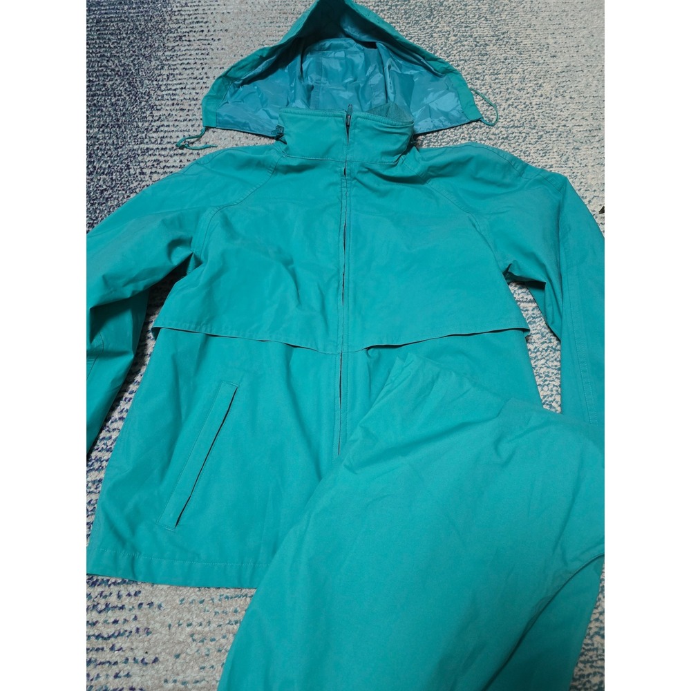 Eddie Bauer Rain Suit Mens S Teal Good Gore-Tex Hooded Jacket Pants 2pc Set 90's